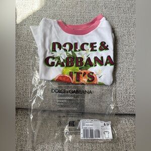 Dolce & Gabbana Kids White and Pink Floral T-Shirt